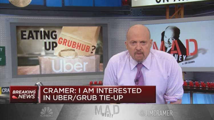 Jim Cramer talks Uber's takeover bid for GrubHub: 'This would be a genius move'