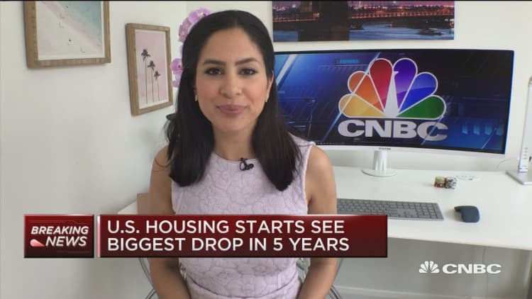Trading Nation: US housing starts see biggest drop in five years. Here's how to play the move