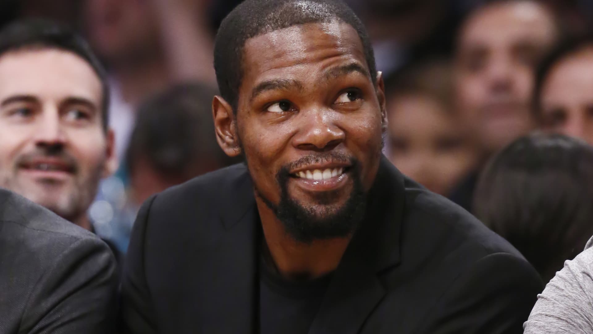 Kevin Durant looks on during a game at the Staples Center on March 10, 2020 in Los Angeles, CA.