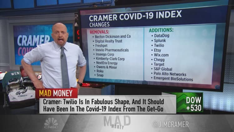 Jim Cramer swaps 10 stock picks in his Cramer Covid-19 Index