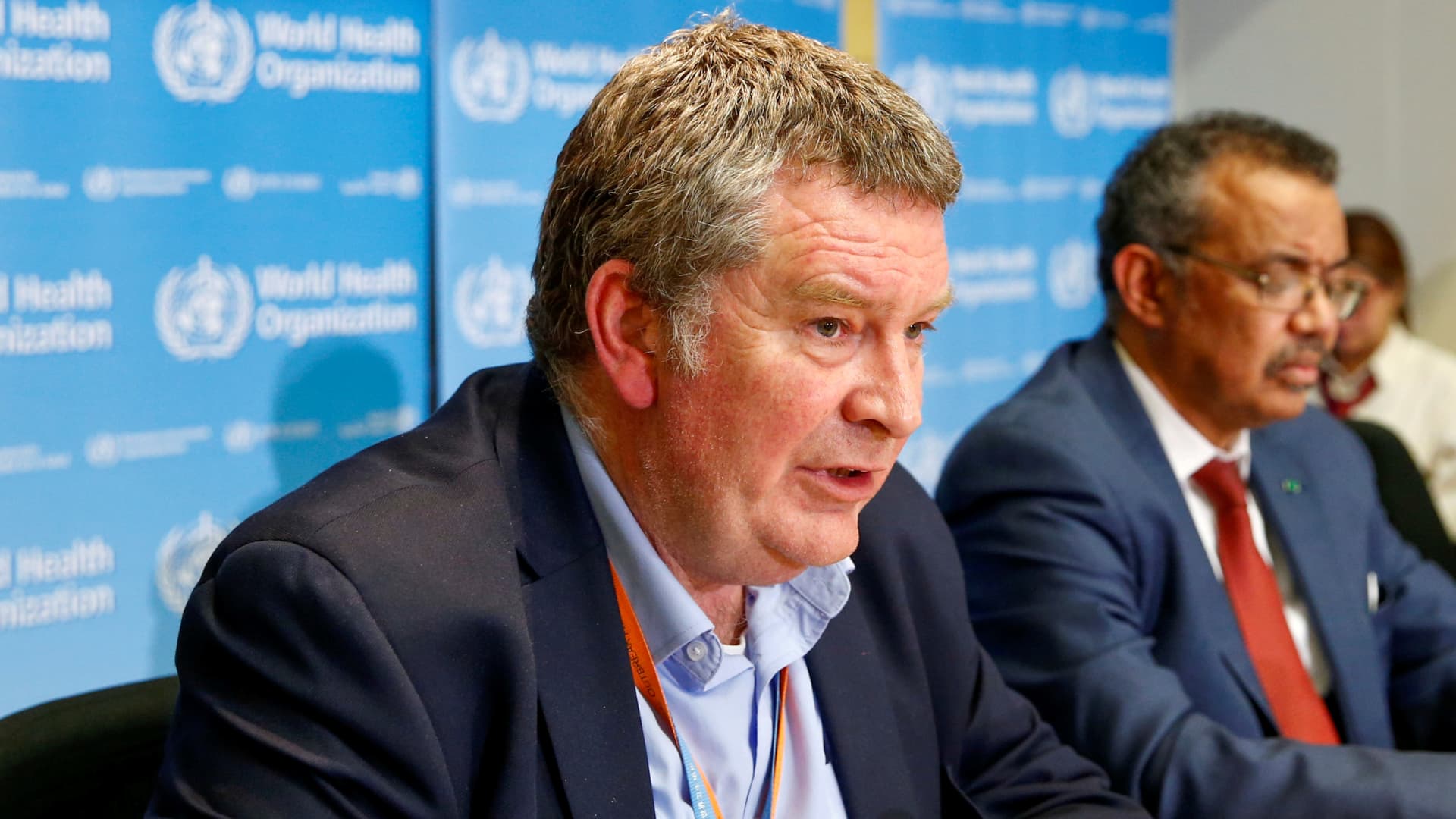 Executive Director of the WHO Emergencies Program Mike Ryan speaks at a news conference in Geneva, Switzerland on Feb. 6, 2020.