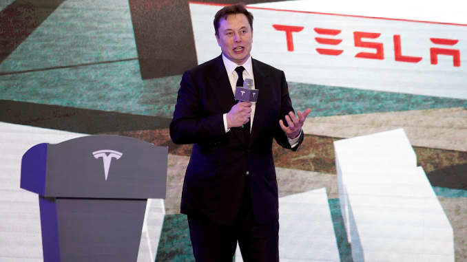特斯拉首席執行官埃隆·馬斯克（Elon Musk）於1月7日在上海舉行的特斯拉中國製造的Model Y計劃開幕式上致辭。