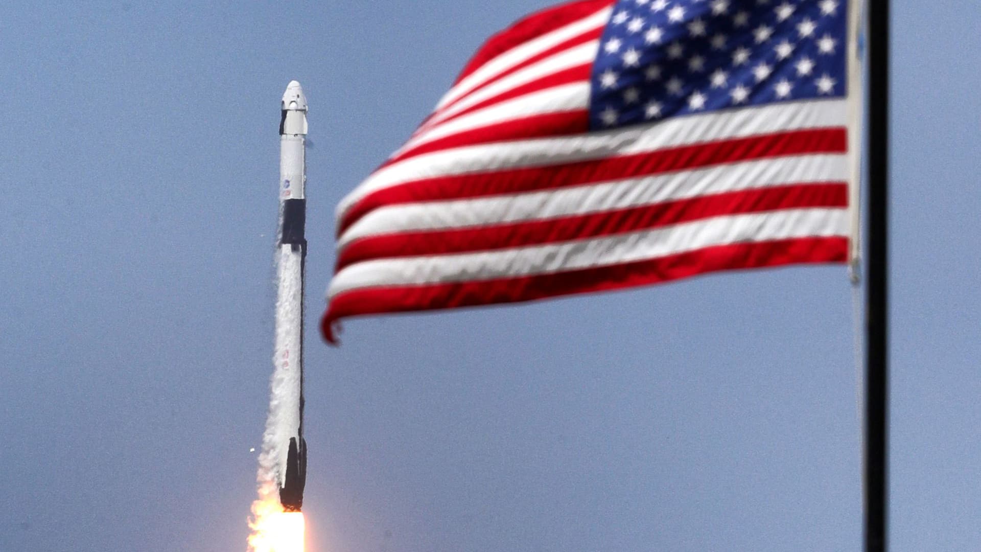 The SpaceX Falcon 9 rocket, carrying astronauts Doug Hurley and Bob Behnken in the Crew Dragon capsule, lifts off from Kennedy Space Center, Fla., on Saturday, May 30, 2020. The SpaceX Demo-2 mission is the first crewed launch of an orbital spaceflight from the U.S. in nearly a decade.