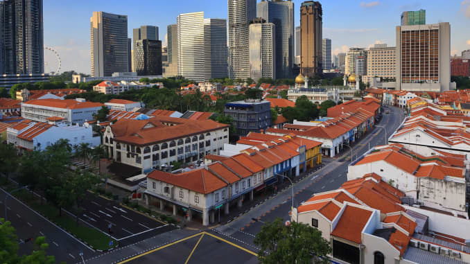 A general view of an unusually quiet road leading to the central business district on May 26, 2020 in Singapore.