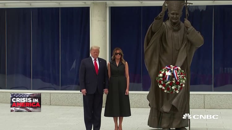 President Trump and first lady visit St. John Paul II national shrine