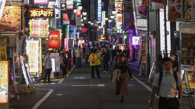 A general view of the Kabukicho entertainment area on June 05, 2020 in Tokyo, Japan.