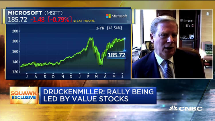 Druckenmiller says Amazon and Microsoft remain among his largest holdings, but he's now bearish on other growth stocks