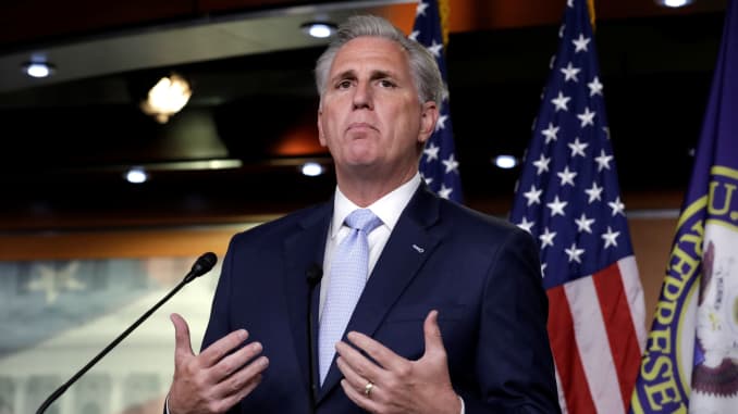House Republican Leader Kevin McCarthy (R-CA) speaks at his weekly news conference on Capitol Hill in Washington, U.S., June 25, 2020.