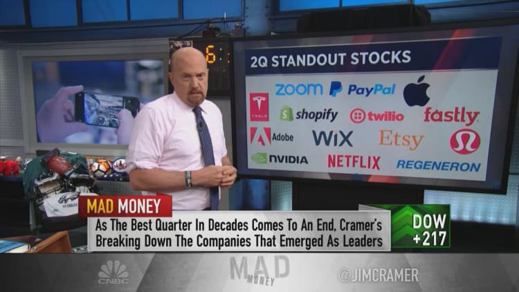 Jim Cramer says Zoom Video, PayPal and Apple are his top stocks of Q2