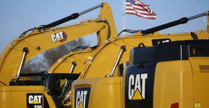 Shares of Caterpillar drop 2.8% after Dow component reports 31% decline in revenue