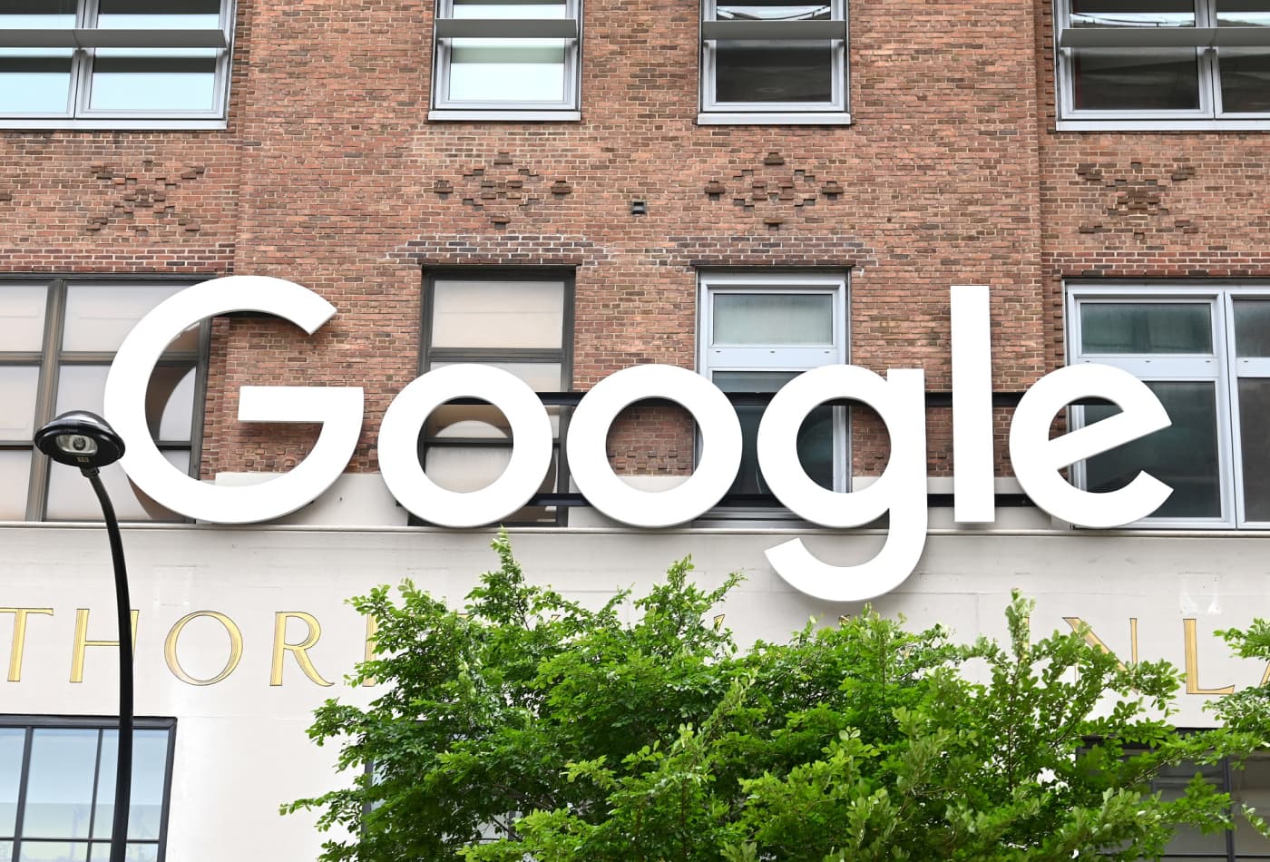 The Google logo outside if its New York City offices, which were closed on May 19, 2020 due to the coronavirus pandemic.