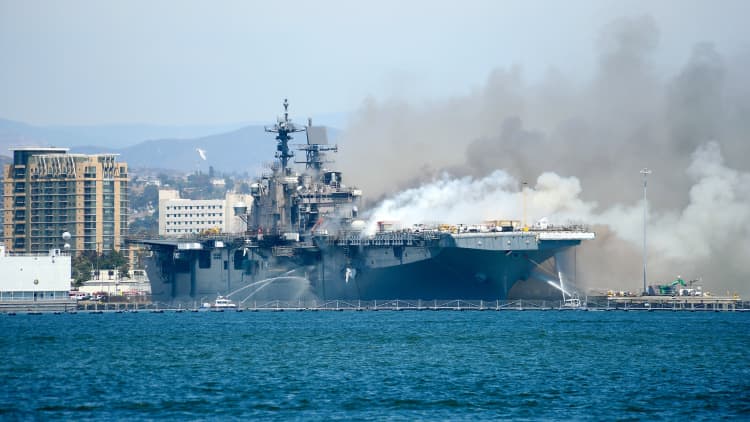 Fire and explosion on U.S. Navy warship leaves 57 people injured in San Diego