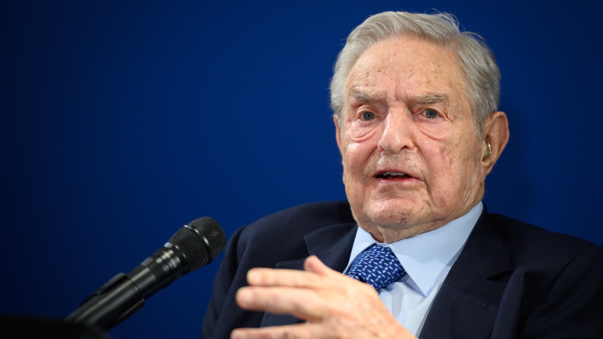 Hungarian-born US investor and philanthropist George Soros delivers a speech on the sideline of the World Economic Forum (WEF) annual meeting, on January 23, 2020 in Davos, eastern Switzerland.