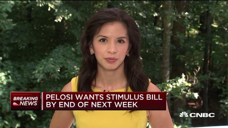 House Speaker Nancy Pelosi say she wants stimulus bill by end of next week
