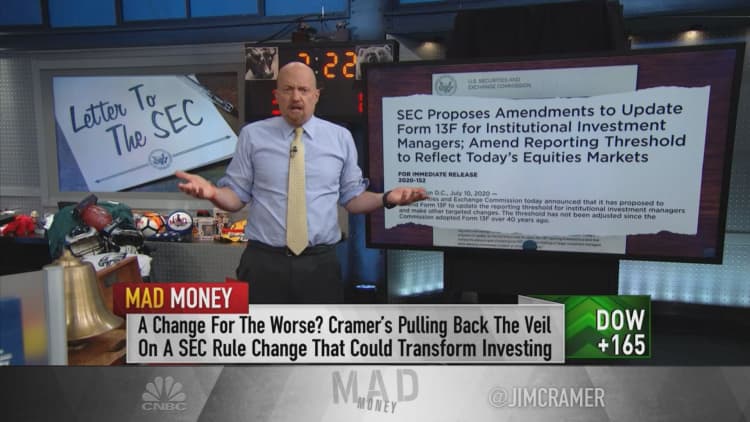 Cramer explains how SEC's 'outrageous' proposed rule change for institutions would hurt small investors