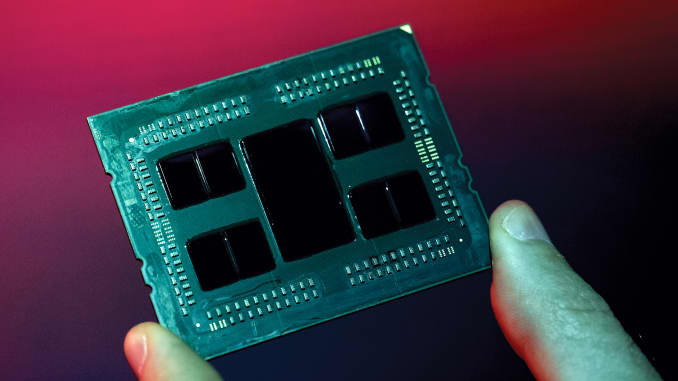 The Epyc 2nd generation chip, manufactured by Advanced Micro Devices Inc. (AMD) is arranged for a photograph during a launch event in San Francisco, California, U.S., on Wednesday, Aug. 7, 2019.