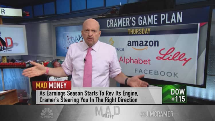 Cramer looks ahead to earning reports from Facebook, Amazon, Alphabet, Apple and Caterpillar