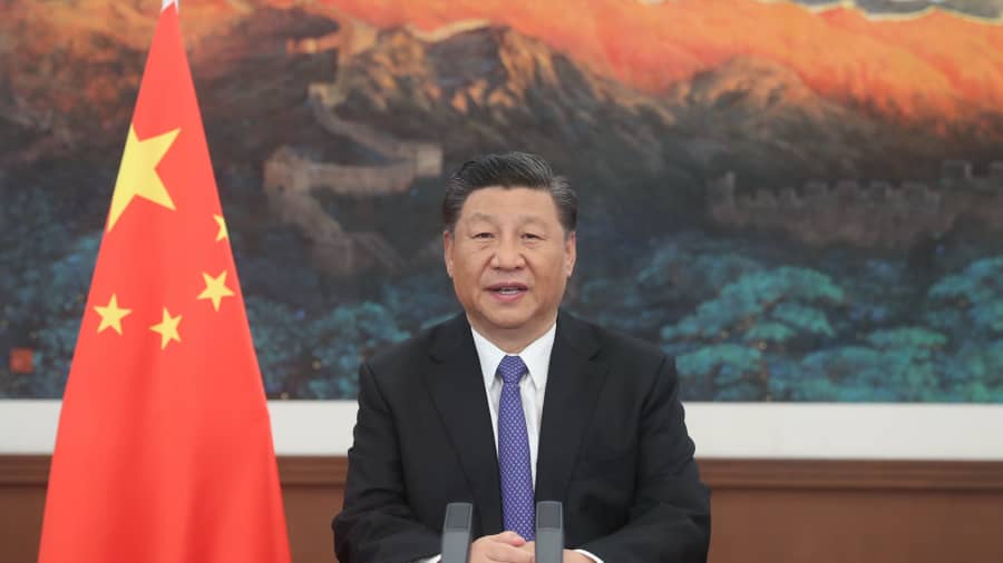 Chinese President Xi Jinping addresses the opening ceremony of the fifth annual meeting of the Asian Infrastructure Investment Bank via video link, in Beijing, capital of China, July 28, 2020.