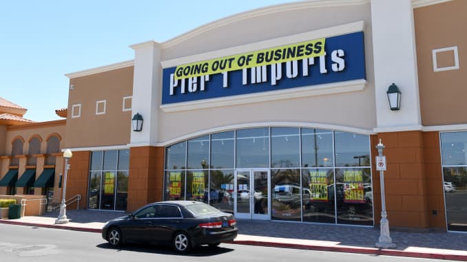 A "Going Out of Business" sign hangs outside a Pier 1 Imports store on August 9, 2020 in Las Vegas, Nevada.