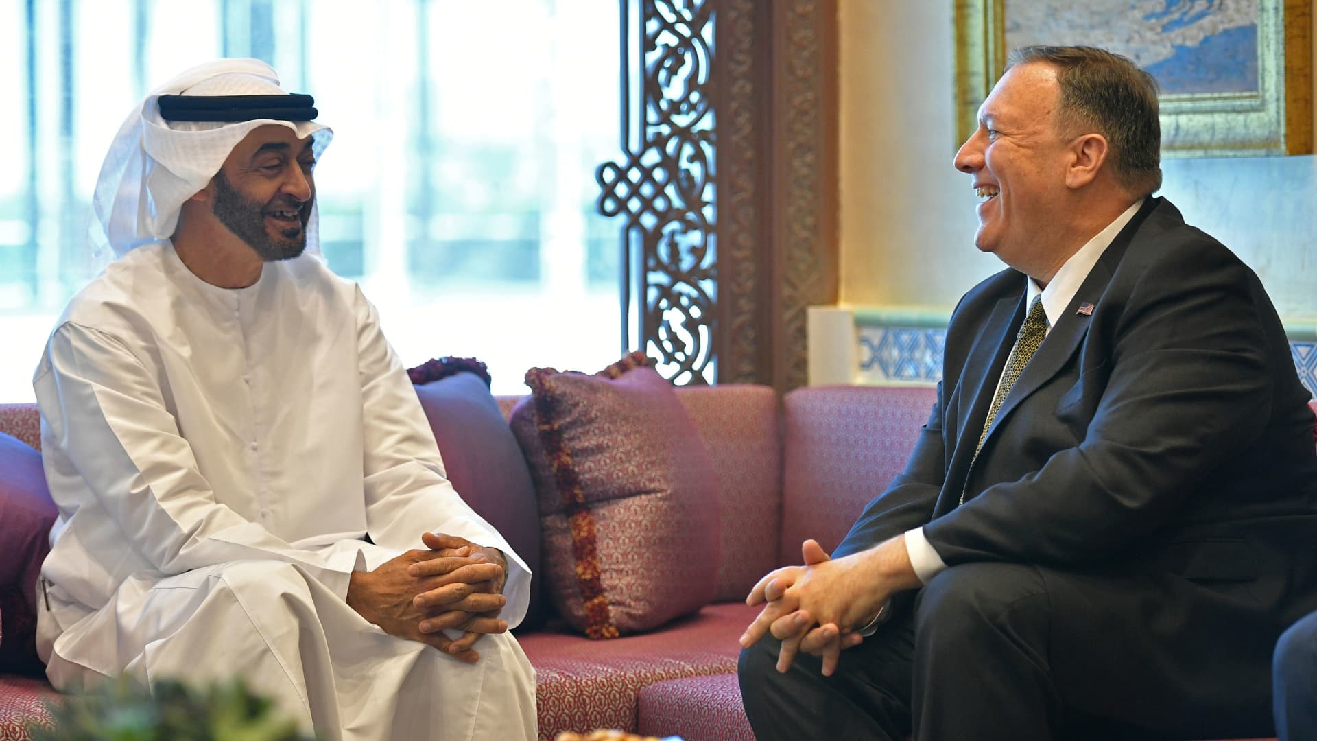 U.S. Secretary of State Mike Pompeo takes part in a meeting with Abu Dhabi Crown Prince Mohammed bin Zayed al-Nahyan in Abu Dhabi, United Arab Emirates September 19, 2019.
