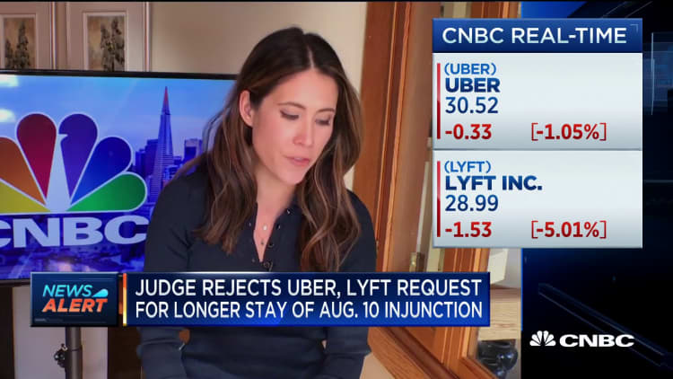 Judge rejects Uber, Lyft request for longer stay of August 10 injunction