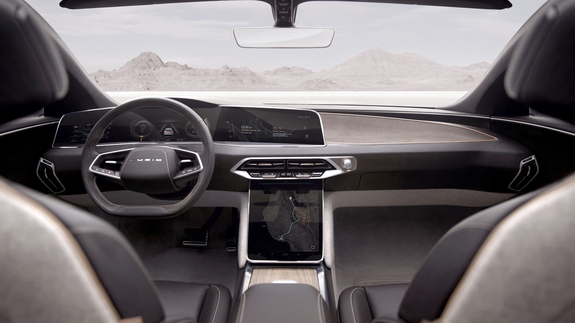 Interior of the Lucid Air show car, which is expected to be produced beginning in 2021.