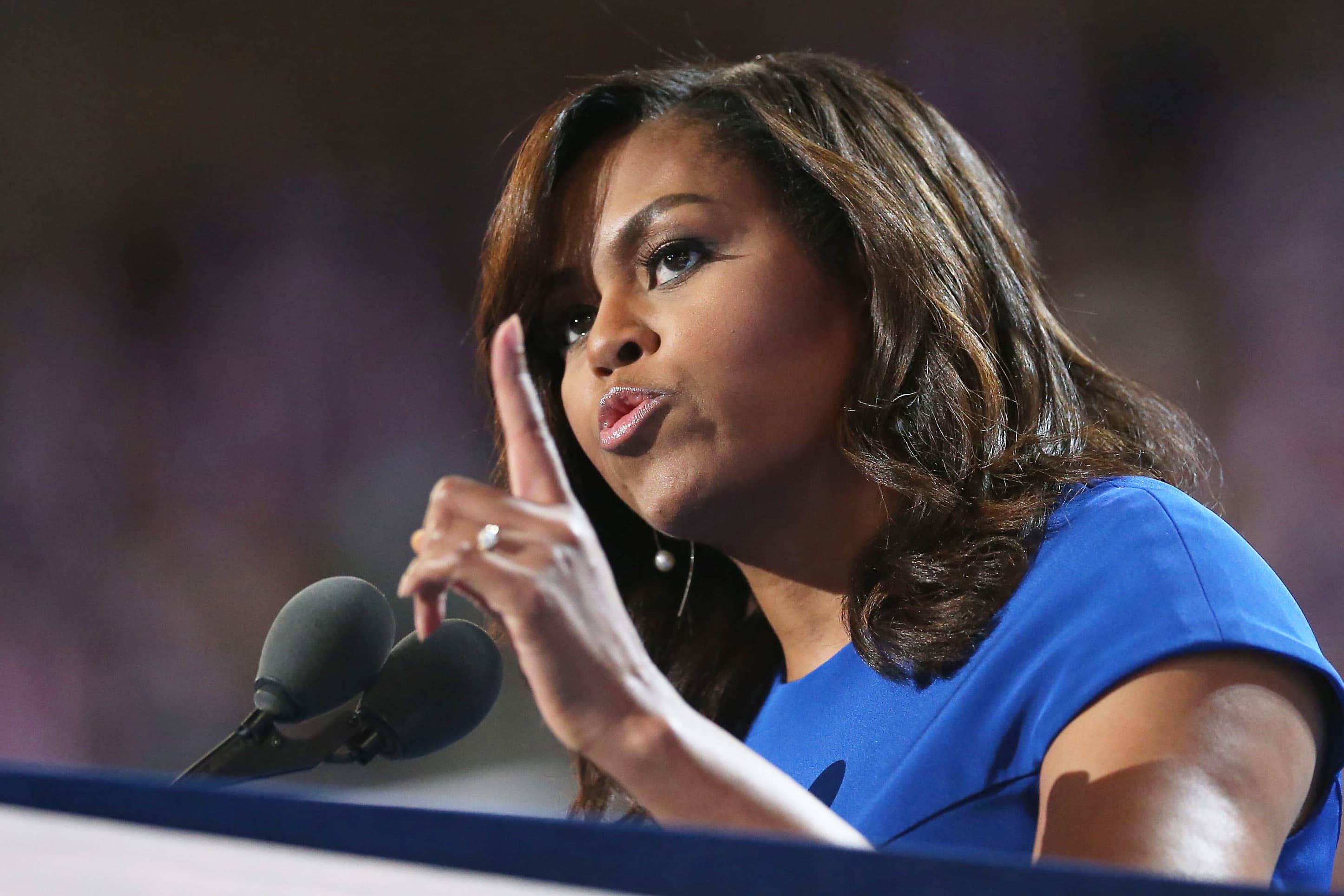 Michelle Obama calls on Facebook and other platforms to ban Trump forever
