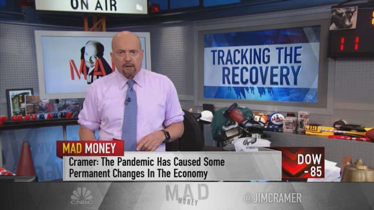 Banks, small businesses make Jim Cramer less 'optimistic' about a V-shaped recovery