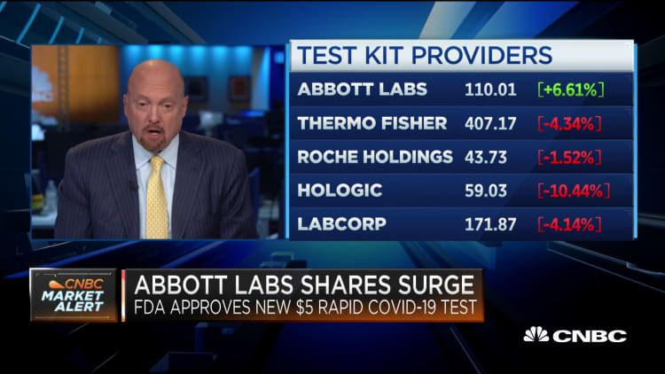 Abbott Labs shares surge after FDA approves new $5 rapid Covid-19 test