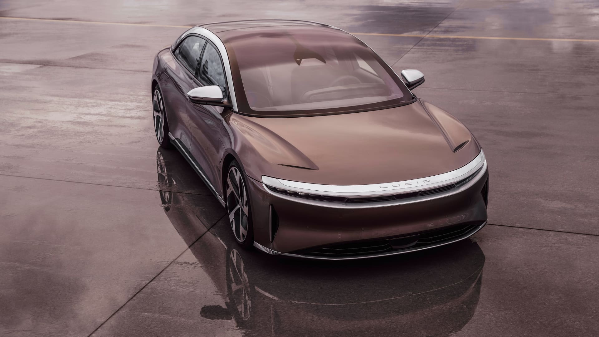 Exterior of the Lucid Air sedan, which debuted Sept. 9, 2020 as the company's first production vehicle.