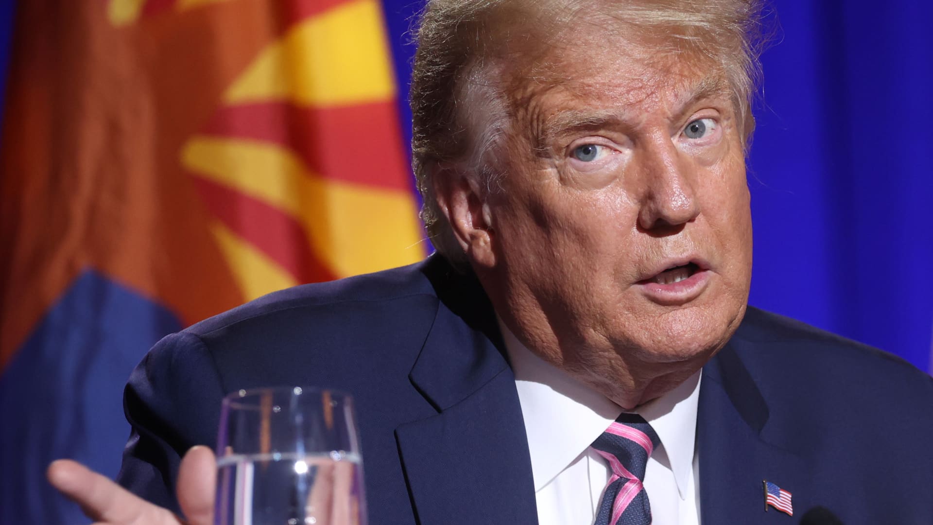 U.S. President Donald Trump speaks during a campaign event at the Arizona Grand Resort and Spa in Phoenix, Arizona U.S., September 14, 2020.
