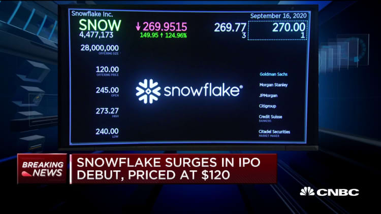 Snowflake begins trading in the biggest software IPO ever
