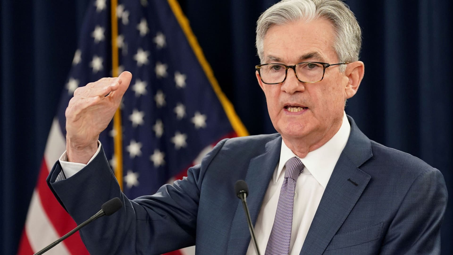 U.S. Federal Reserve Chairman Jerome Powell speaks to reporters after the Federal Reserve cut interest rates in an emergency move designed to shield the world's largest economy from the impact of the coronavirus, during a news conference in Washington, March 3, 2020.