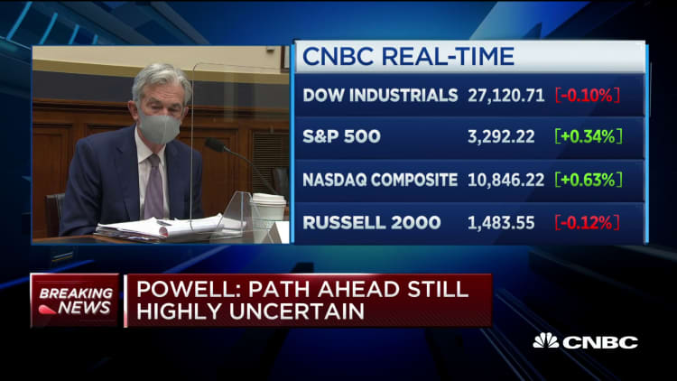 Fed chair Powell responds to questions about bank bailouts and business lending problems