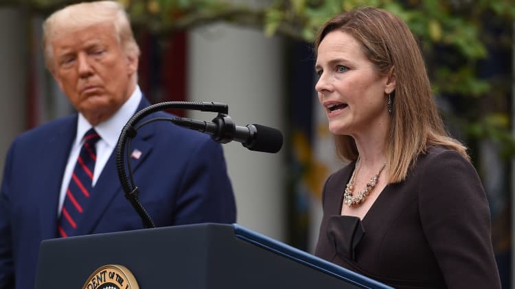 Amy Coney Barrett speaks after Trump announces her nomination for Supreme Court