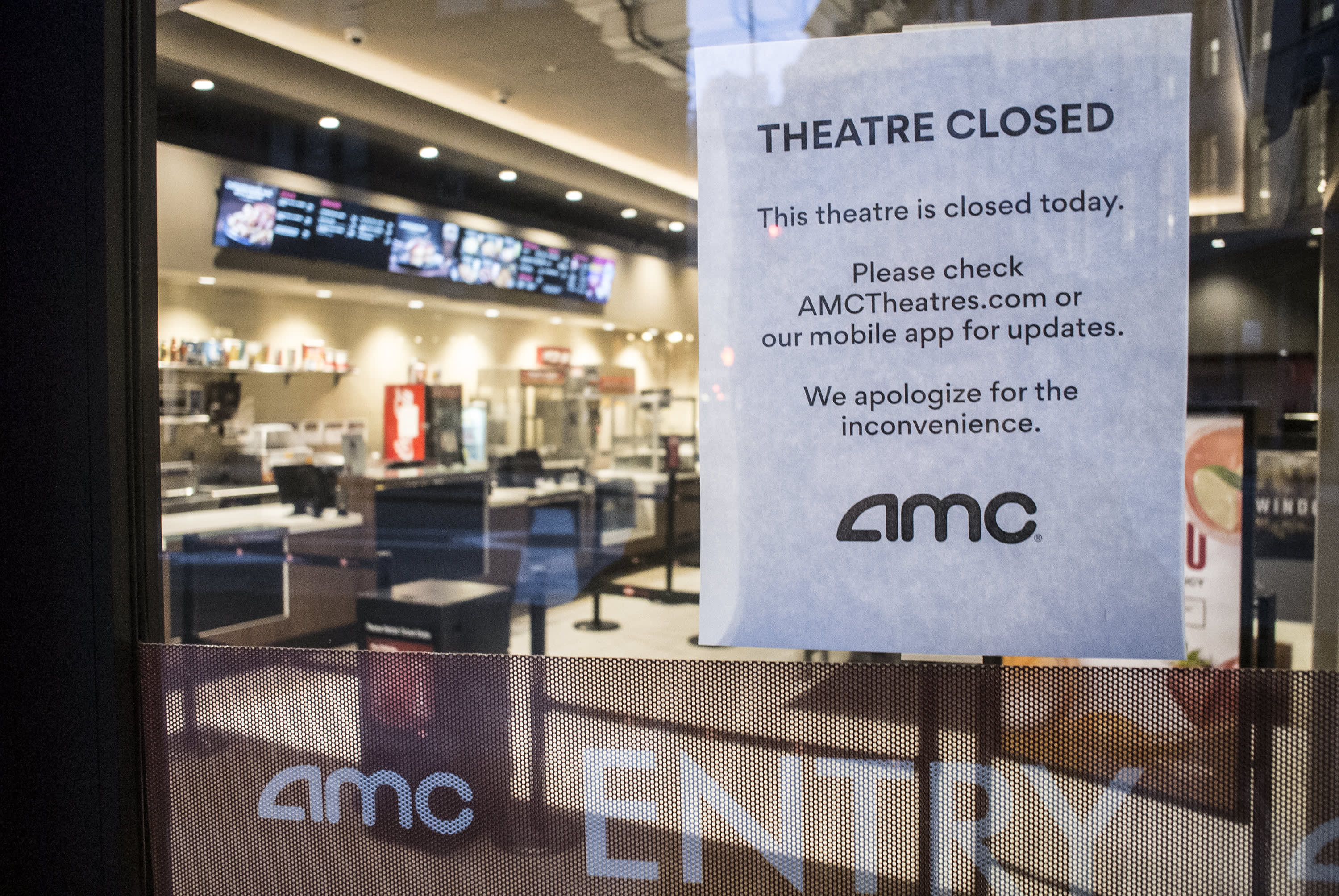 AMC stock falls 10% as rival Cineworld closes movie theaters