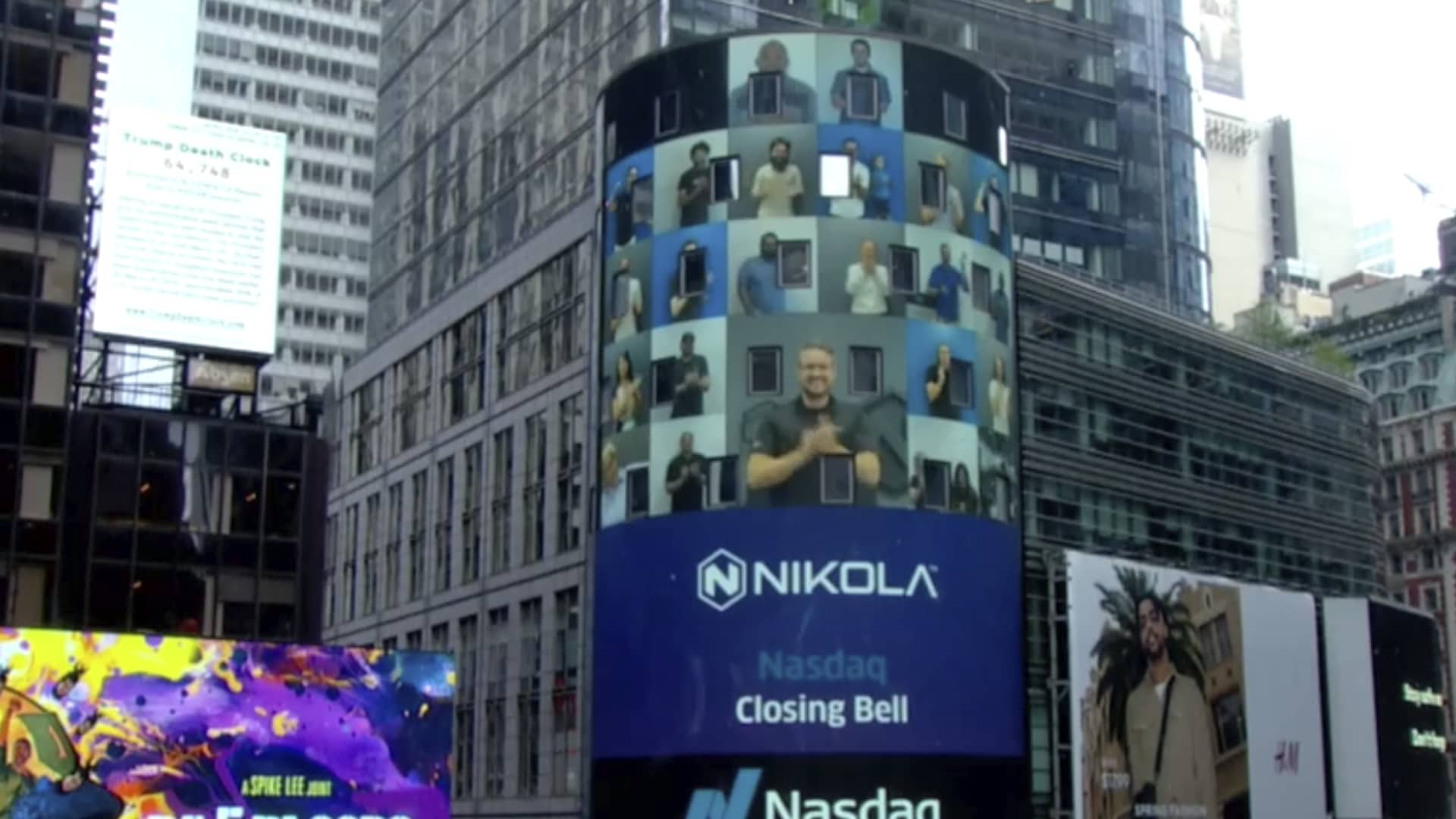 Nikola Corporation rang the Nasdaq Closing Bell remotely from across the world.