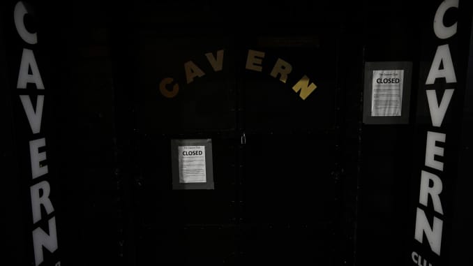 The Cavern Club in Liverpool, north west England on October 13, 2020, closes its doors due to a fresh local lockdown.