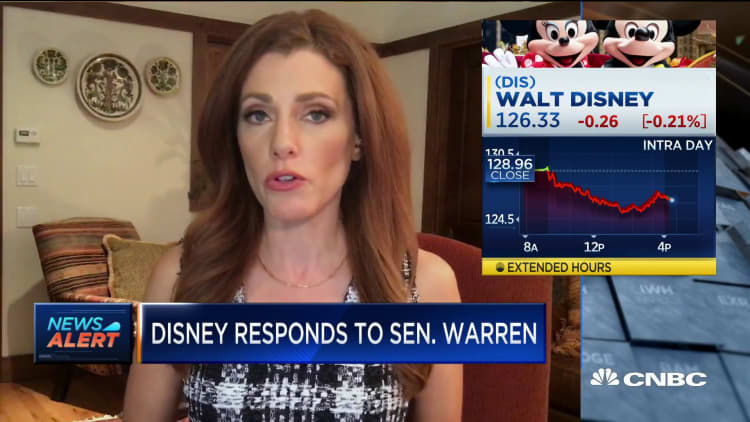 Disney responds to Sen. Elizabeth Warren's criticism, saying her letter contains inaccuracies