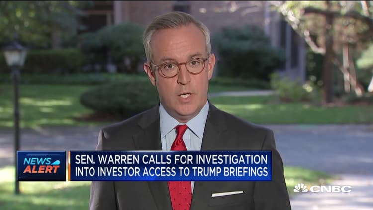 Senator Warren calls for investigation into investor access to Trump briefings