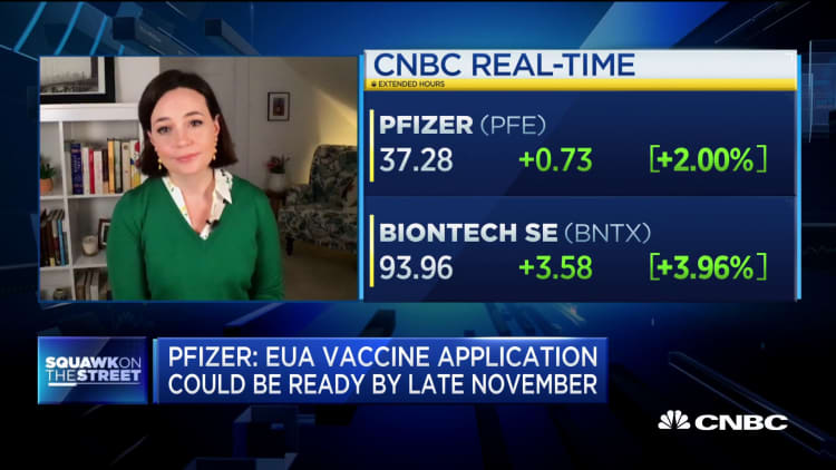 Pfizer: EUA vaccine application could be ready by late November