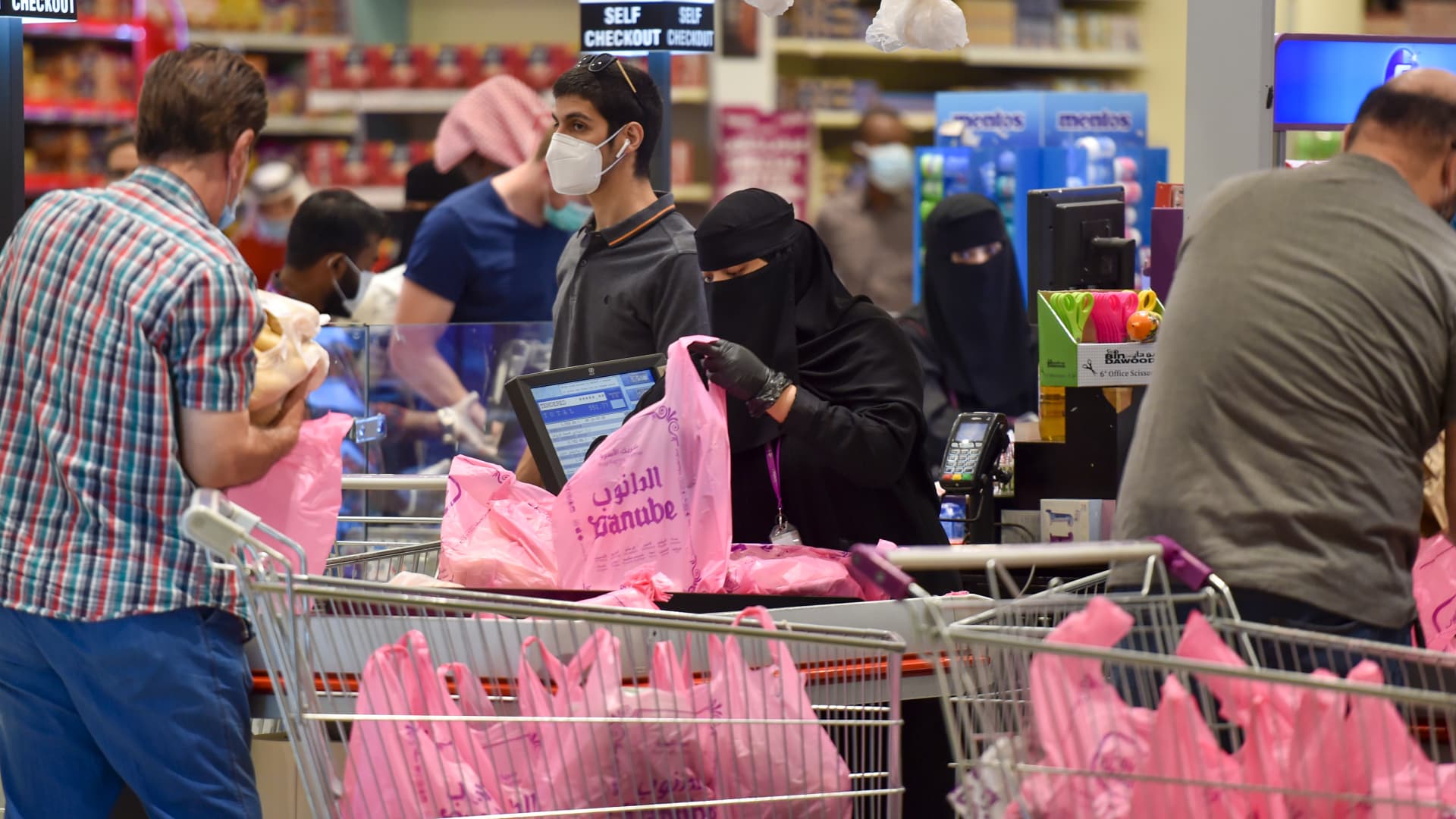 Saudis shop at a supermarket at the Panorama Mall in the capital Riyadh.