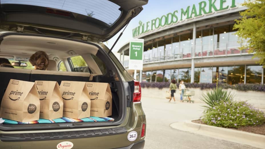 Amazon on Wednesday launched one-hour grocery pick-up at all Whole Foods locations nationwide.