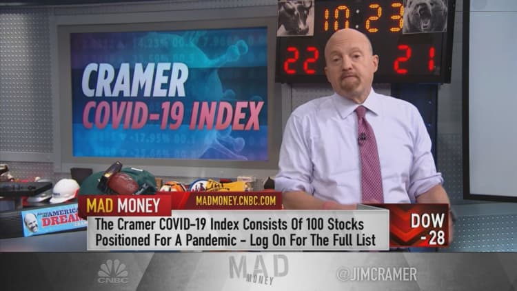 The Cramer Covid-19 index is 'leaving the major averages in the dust,' Jim Cramer says