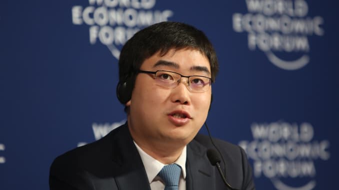 Cheng Wei, CEO of taxi-hailing app Didi-Kuaidi, speaks during the World Economic Forum Annual Meeting of the New Champions 2015 at Dalian International Convention Center on Sept. 9, 2015 in Dalian, China.