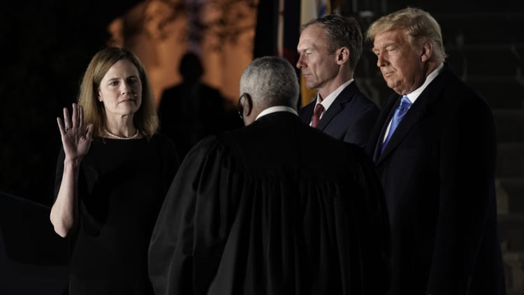 Amy Coney Barrett takes her constitutional oath as a Supreme Court justice