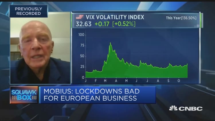 Mark Mobius says it looks like a 'double top' is forming in the S&P 500