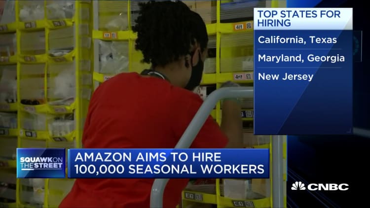 Amazon aims to hire 100,000 seasonal workers