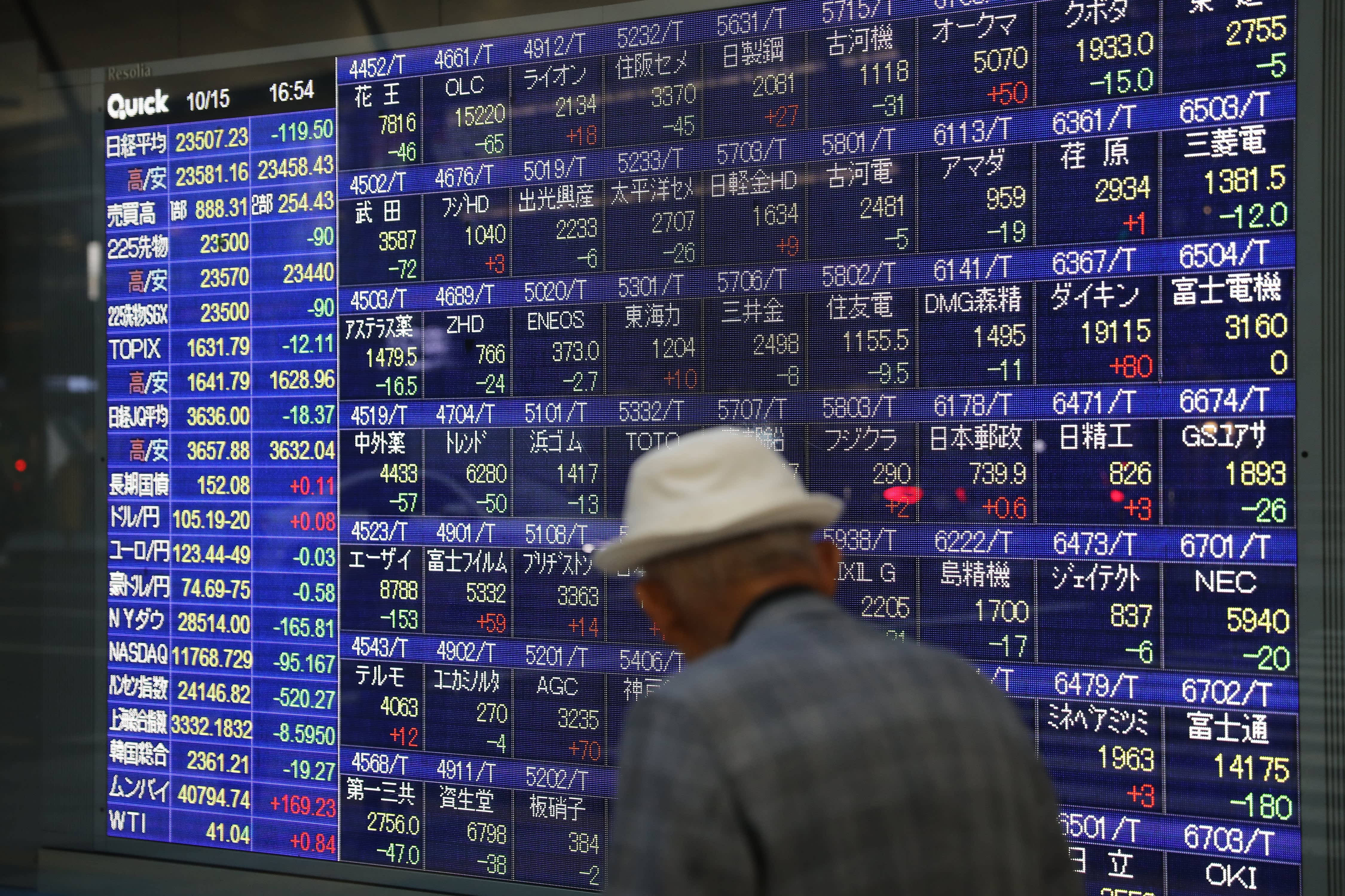 한국 증시는 하락세, 일본 기업 심리는 개선