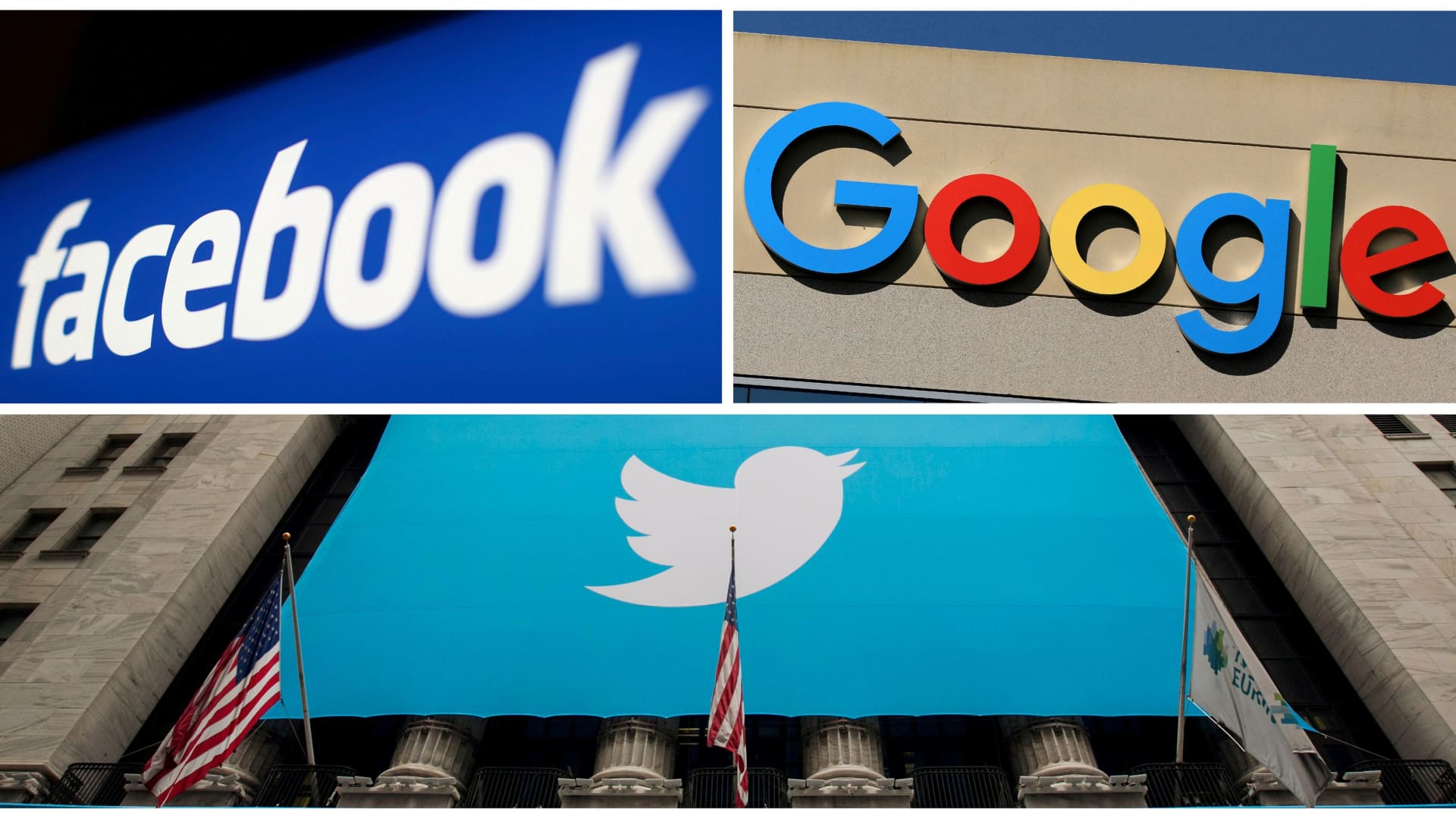 Facebook, Google and Twitter logos are seen in this combination photo from Reuters.